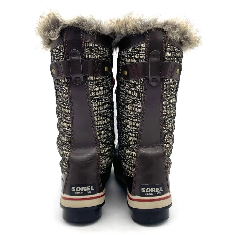 Sorel Tofino II Waterproof Winter Boots Faux Fur Cordovan Saddle Women’s Size 8